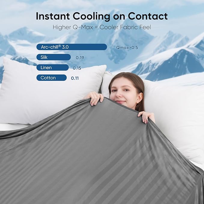Elegear Revolutionary Cooling Blanket King, Absorbs Heat to Keep Body Cool for Night Sweats, Double Sided Arc-Chill 3.0 Cool Fiber Q-Max>0.5, Lightweight Summer Cold Blankets Sleeping 90“ x 108”