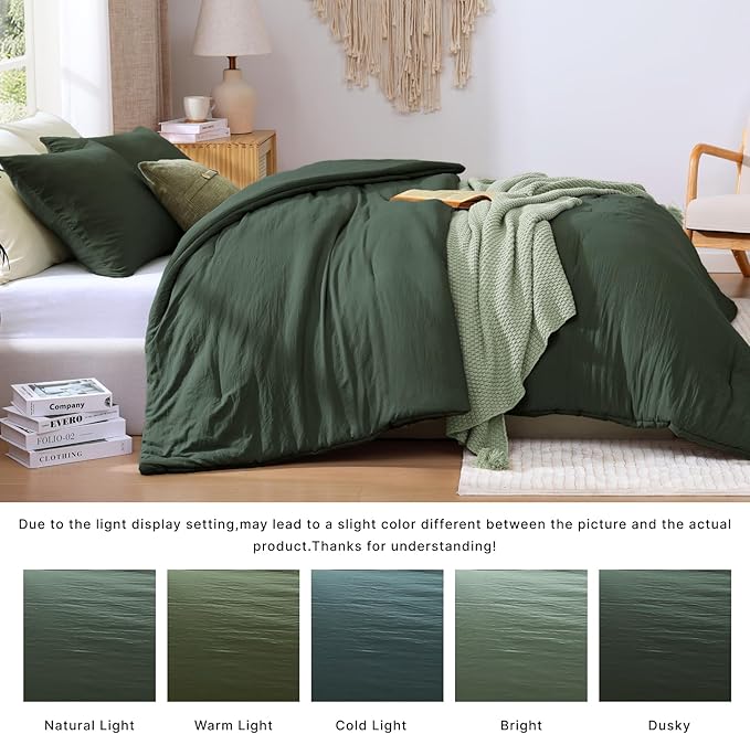 WRENSONGE King Size Comforter Set - 3 Pieces Deep Forest Comforter Prewashed Soft Lightweight for All Seasons,Fluffy Down Alternative Comforter King Size with 2 Pillow Shams