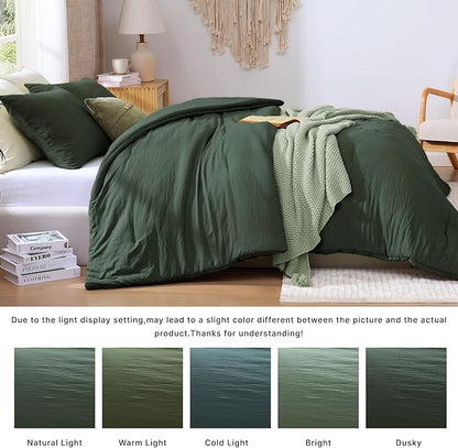 WRENSONGE Queen Comforter Set - 3 Pieces Prewashed Deep Forest Comforter Soft Lightweight for All Seasons,Down Alternative Comforters Queen Size with 2 Pillow Shams
