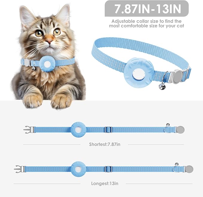 GPS Tracker for Cats-No Monthly Fee Cat Tracker,Compatible with Apple Find My App (Only iOS), Waterproof Pet Tracker,Real-Time Cat Trackers Collar for Pets,Kids,Luggage | 367-Day Battery Life|(Blue)