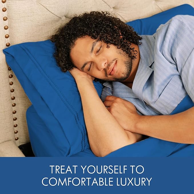 ClevaHome Queen Size Sheets - 6 Piece Soft Breathable Luxury Bed Sheet Set - Shrinkage & Fade Resistant Embroidered Bedding Sheet with 14-inch Deep Pocket, 2 Extra Pillowcases (Queen, Royal Blue)