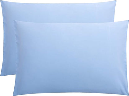 FLXXIE Pillow Cases Queen, Soft Microfiber Pillow Covers with Envelope Closure, Wrinkle Resistant Pillowcases, 2 Piece Set, 20x30, Sky Blue