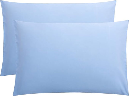 FLXXIE Pillow Cases Queen, Soft Microfiber Pillow Covers with Envelope Closure, Wrinkle Resistant Pillowcases, 2 Piece Set, 20x30, Sky Blue