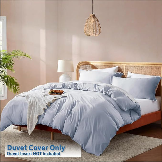 Nestl Ice Blue California King Duvet Cover Sets - Soft Double Brushed Cal King Duvet Cover, 3 Piece, with Button Closure, 1 Duvet Cover 104x98 inches and 2 Pillow Shams