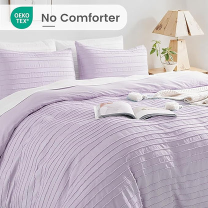 NEXHOME PRO Duvet Cover,3 Pieces Boho Tufted Duvet Cover Set, Soft and Lightweight 100% Washed Microfiber Comforter Cover Set(Lavender,104 x 98)-No Comforter