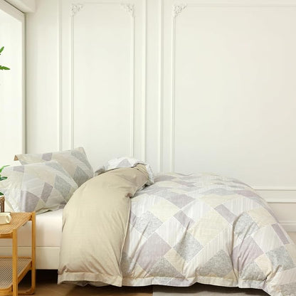 OAITE Duvet Cover Set Queen Size Floral Pattern Ultra Soft 100% Cotton Duvet Cover Sets 3-PC, Breathable Duvet Cover with Zipper Closure & Corner Ties(2 Pillow Shams,1 Duvet Cover)