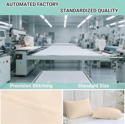 ZPECC Pillow Cases Queen Size Set of 4, 20x30 Envelope Closure Pillowcases, Soft Plain Brushed Microfiber Covers Hypoallergenic Breathable, Beige