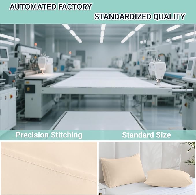 ZPECC Pillow Cases Standard Size Set of 4, 20x26 Envelope Closure Pillowcases, Soft Plain Brushed Microfiber Covers Hypoallergenic Breathable, Beige