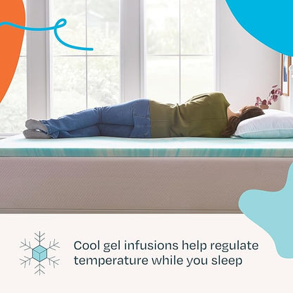 Linenspa 2 Inch Swirl Gel Memory Foam Mattress Topper, Twin XL Size – Cooling Gel Infused, Ventilation Holes – Pressure Relieving Bed Topper – CertiPUR Certified – Dorm Room Essentials