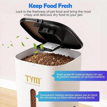 Automatic Cat Feeder with 2 Camera for 2 Cats, 7L Large Food Dispenser | Multiple Cats Household | Timed Cat Feeder | Two-way Voice | Separation Anxiety | Weight / Diet Control | 5G WiFi APP Control