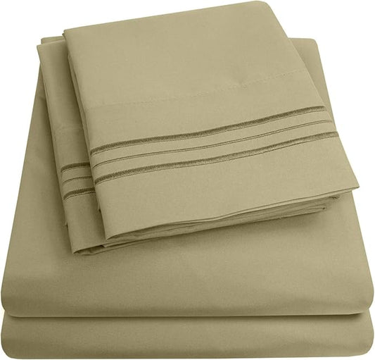 1500 Supreme Collection Twin XL Sheet Sets Sage Green - 3 Piece Bed Sheets and Pillowcase Set for Twin XL Mattress - Extra Soft, Elastic Corner Straps, Deep Pocket Sheets, Twin XL Sage Green