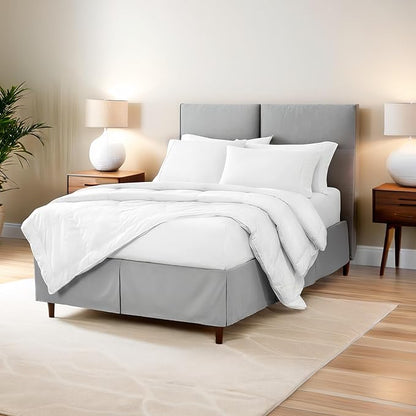 Bare Home Queen Bed Skirt - 15-Inch Tailored Drop Easy Fit - Bed Skirt for Beds - Center & Corner Pleats (Queen, Dark Blue)