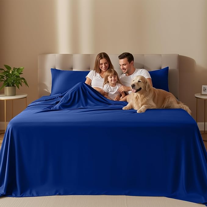 Utopia Bedding Queen Size Sheet Set – 4 Piece Bed Sheets, Soft and Breathable Microfiber, Includes 1 Fitted Sheet, 1 Flat Sheet and 2 Pillowcases – Oeko Tex (Royal Blue)