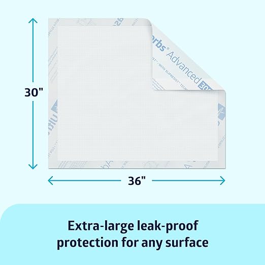 Medline Ultrasorbs Drypads with SlipResist Technology, 30" x 36", 5 Count, Super Absorbent Disposable Bed Pads, Incontinence Bed Pads, Adult Bed Pads, 10x More Absorbent, Chucks For Adults, Elderly