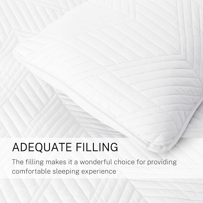 Exclusivo Mezcla Ultrasonic King Quilt Bedding Set, Lightweight White Bedspreads Soft Modern Geometric Coverlet Set for All Seasons (1 Quilt and 2 Pillow Shams)