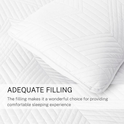 Exclusivo Mezcla Ultrasonic Twin Quilt Bedding Set, Lightweight White Bedspreads Soft Modern Geometric Coverlet Set for All Seasons (1 Quilt and 1 Pillow Sham)