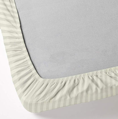 Mattress-Homes 6 Piece Full Sheet Set, Hotel Luxury Collection, 100% Egyptian Cotton, 18 Inch Deep Pocket Fitted Sheet, Soft & Cool, Breathable Bedding with 4 Pillowcases in Ivory Stripe