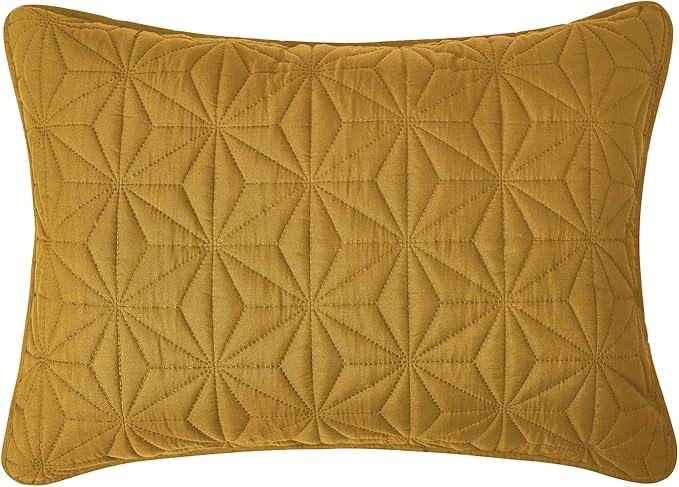 VCNY Home Kaleidoscope Pattern 3 Piece Quilt Set, Full Queen, Gold