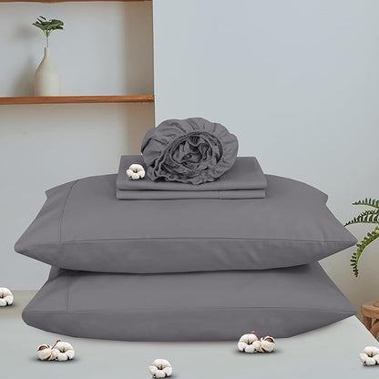 RUVANTI 100% Organic Cotton Sheets King Size, Percale Weave, GOTS Certified, 4-Piece Set, Deep Pocket 15", Crisp & Breathable, Soft Durable Bedding, Sábanas Algodón Orgánico – Silver Filigree