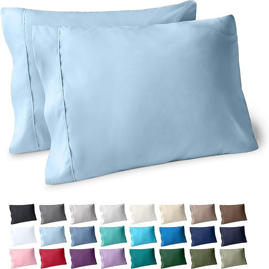 Bare Home Microfiber Pillow Cases - Standard/Queen Size Set of 2 - Cooling Pillowcases - Double Brushed - Light Blue Pillowcases 2 Pack - Easy Care (Standard Pillowcase Set of 2, Light Blue)
