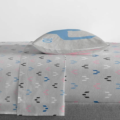 Jay Franco Kids Sheet Set with Fitted, Flat Sheets & Pillow Cover - Ultra-Soft Bedding with Pillowcase for Room Decor, Grey - Messi, 3 Piece Twin