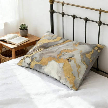 Abstract Marble Print Comforter Set Twin Size, 2 Pieces Modern Abstract Bedding Set with 1 Pillowcase for All Seasons(Gilrs Kids Boys),68"x86"