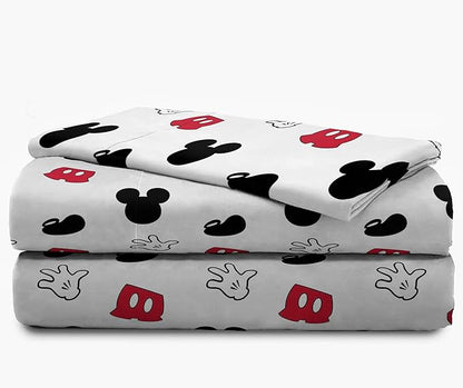 Jay Franco Kids Sheet Set with Fitted, Flat Sheets & Pillow Cover - Ultra-Soft Bedding with Pillowcase for Room Decor, White - Mickey Mouse, 3 Piece Twin