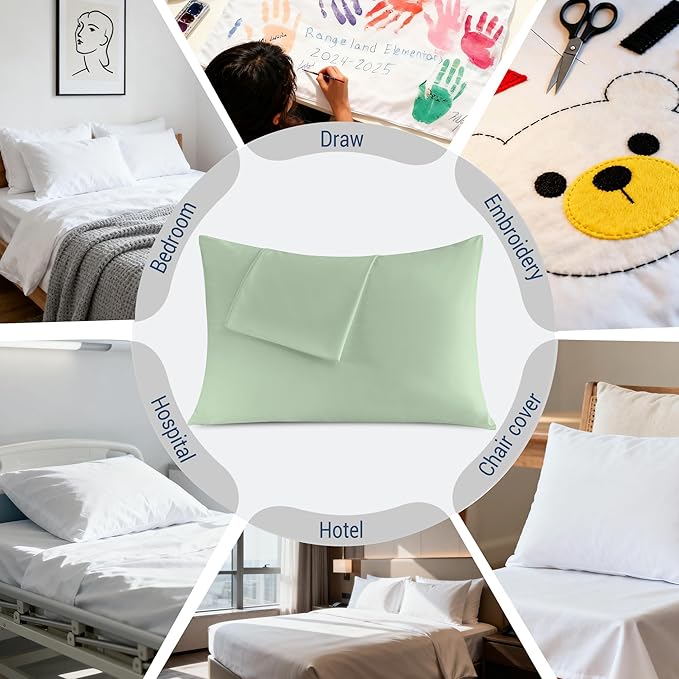 Pillowcases King 4 Pack, 20x36 Pillow Cases with Envelope Closure, Soft Plain Brushed Microfiber Covers Breathable Wrinkle-Resistant, Sage Green