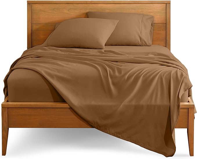 Bare Home King Sheet Set - 1800 Ultra-Soft Microfiber King Bed Sheets - Double Brushed - Deep Pockets - Easy Fit - 4 Piece Set - Bedding Sheets & Pillowcases (King, Caramel)