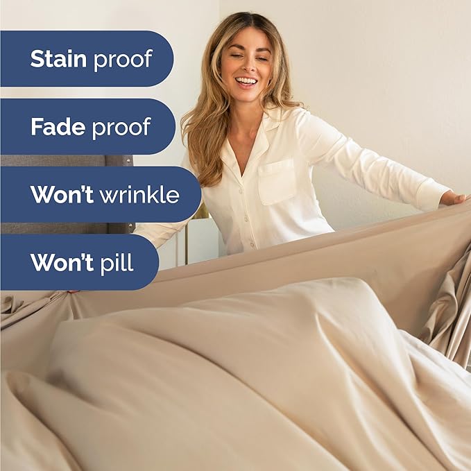 Bulk Case Pack of 12 Sheet Sets - (12) Complete Sheet Sets - Bulk Cal King Bedding - Wholesale Case Pack for Hotels, Spa & Airbnbs - Deep Pocket & Wrinkle Free - Cooling & Breathable - Cal King, Cream
