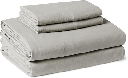 Amazon Basics King Bed Sheet, 4-Piece Bedding Set, Double Brushed Microfiber, Ultra Soft, Easy Care, Grey