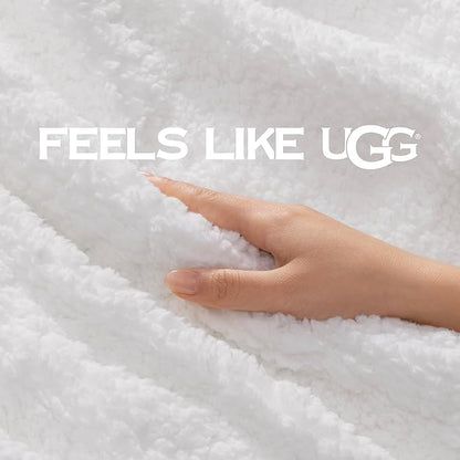 UGG Nita Full/Queen Blanket, Cozy Soft Queen Bedding, Plush Fleece Blanket for Bed, Extra Large Throw for Couch, Luxury Bedroom Decor, 90-inch x 90-inch, White Snow