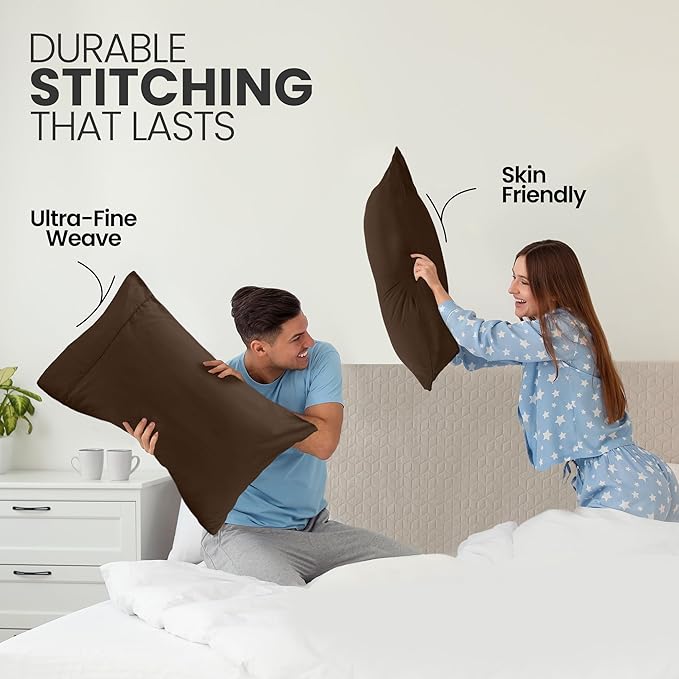 Utopia Bedding Pillow Cases Standard Size 2-Pack – Soft Brushed Microfiber – Envelope Closure – Perfect for Hospitals, Hotels, Guest Rooms – Oeko-TEX Certified, 20x26 Inches (Brown)
