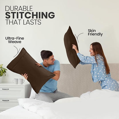 Utopia Bedding Queen Pillow Cases - 2 Pack - Envelope Closure - Soft Brushed Microfiber Fabric - Shrinkage and Fade Resistant Pillow Covers Queen Size 20 X 30 Inches (Queen, Brown)