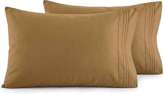 Elegant Comfort Luxury Ultra-Soft 2-Piece Pillowcase Set - 1500 Premium Hotel Quality Microfiber Double Brushed - Wrinkle Resistant, King Size, Mocha Chocolate