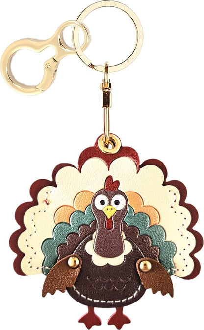 BORKUANA Leather Keychain Holder Case Compatible with AirTag,Cute Protective Cover with Keyring