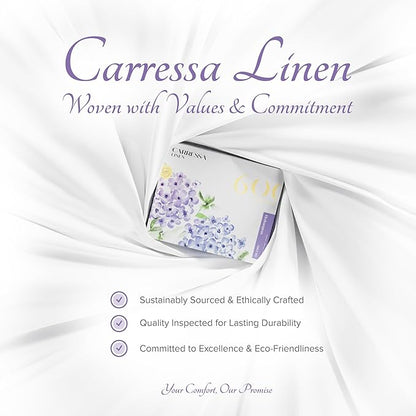 Carressa Linen Luxury Egyptian Cotton King Printed Sheet Set - 600 Thread Count Extra Long Staple 4 PC Set, Blossom Azure King Printed Sheets, Soft, Cooling Sateen Weave Sheets Upto 18 in Deep Pocket