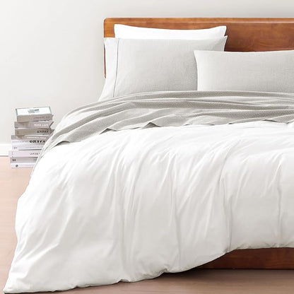 LANE LINEN Sustainably Produced 100% Organic Cotton Twin Bed Sheet Set, Soft & Breathable Naturally Cool Temperature Regulating Twin Sheet Set, Low Pilling Fade Resistant Bed Sheets- Snowdrop
