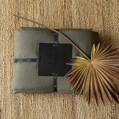 XZ XIFA Olive Green Linen Duvet Cover Oversized King, 100% Washed French Flax Linen Bedding Set with Zipper Closure, Cooling & Textured Bed Sets for Hot Sleepers(1 Duvet Cover, 2 Pillowcases)