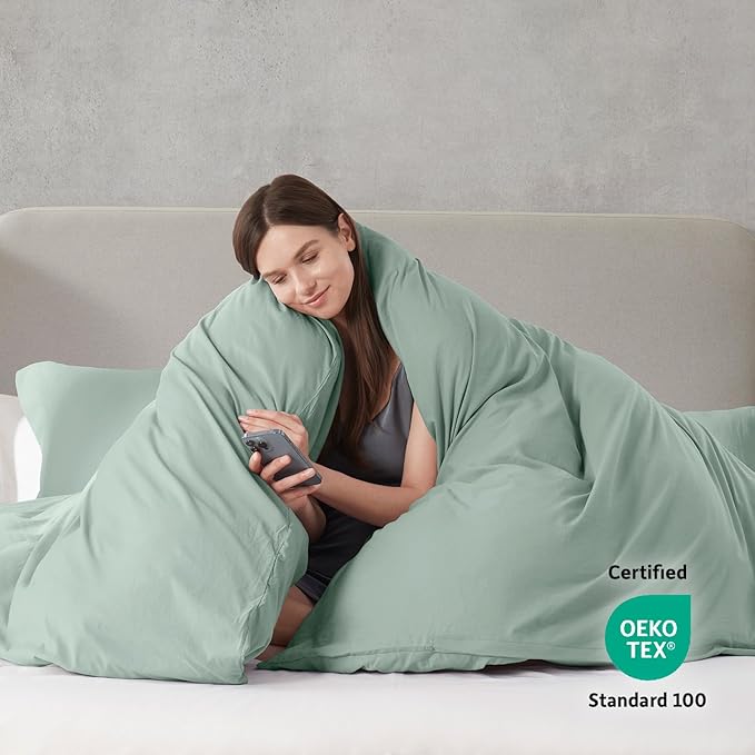 Nestl Twin Duvet Cover Set - Soft Prewashed Sage Green Duvet Cover Twin/Twin XL, 2 Piece, with Zipper Closure, 1 Duvet Cover 68x90 inches and 1 Pillow Sham