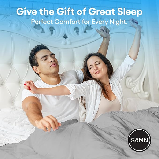 SöMN Kömforte Microfiber Dual Zone Comforter, His and Hers Blankets for Couples, Cool & Warm Two Temperature Comforter, Alternative Down Duvet Insert, Wedding Gift (Gray, King)