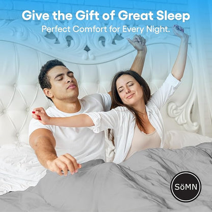 SöMN Kömforte Microfiber Dual Zone Comforter, His and Hers Blankets for Couples, Cool & Warm Two Temperature Comforter, Alternative Down Duvet Insert, Wedding Gift (Gray, King)