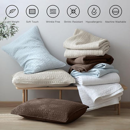 HORIMOTE HOME Quilt Set Twin Size Chocolate, Soft Lightweight Pre-Washed Microfiber Circle Stitches Twin Quilt Bedding Set, All Season Spring Summer Bedspread Coverlet, 1 Pillow Sham, 68x86 Inches