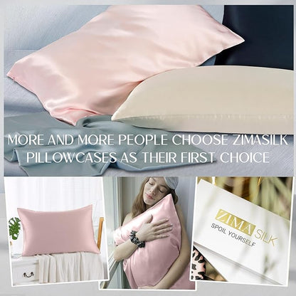 ZIMASILK 100% Pure Mulberry Silk Pillowcase for Hair and Skin Health,Soft and Smooth,Both Sides Premium Grade 6A Silk,600 Thread Count,with Hidden Zipper,1pc(Toddler 13''x18'',Pink)
