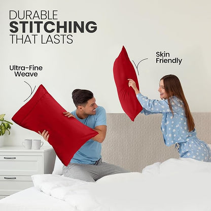 Utopia Bedding King Pillow Cases - 2 Pack - Envelope Closure - Soft Brushed Microfiber Fabric - Shrinkage and Fade Resistant Pillow Covers King Size 20 X 40 Inches (King, Red)