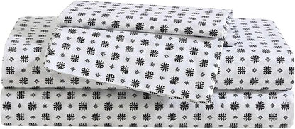 Eddie Bauer - Queen Sheet Set, Premium Cotton Percale Bedding Set, Super Soft Home Decor, Oeko-Tex Certified (Fairisle Sprinkle Black, Queen)