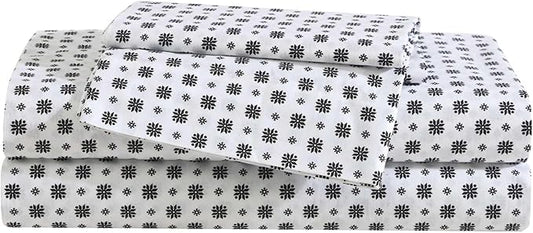 Eddie Bauer - Full Sheet Set, Premium Cotton Percale Bedding Set, Super Soft Home Decor, Oeko-Tex Certified (Fairisle Sprinkle Black, Full)