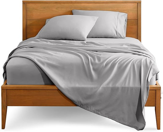 Bare Home Full XL Sheet Set - 1800 Ultra-Soft Microfiber Full Extra Long Bed Sheets - Double Brushed - Deep Pockets - Easy Fit - 4 Piece Set - Bedding Sheets & Pillowcases (Full XL, Light Grey)