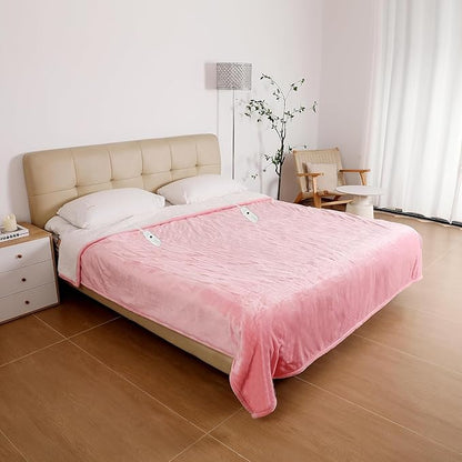 ESTINGO Electric Heating Blanket King Size, Heated Electric Blanket with 5 Heating Levels & 10 Hours Auto Off, Machine Washable Plush Heated Blanket 100" x 90", Pale Pink