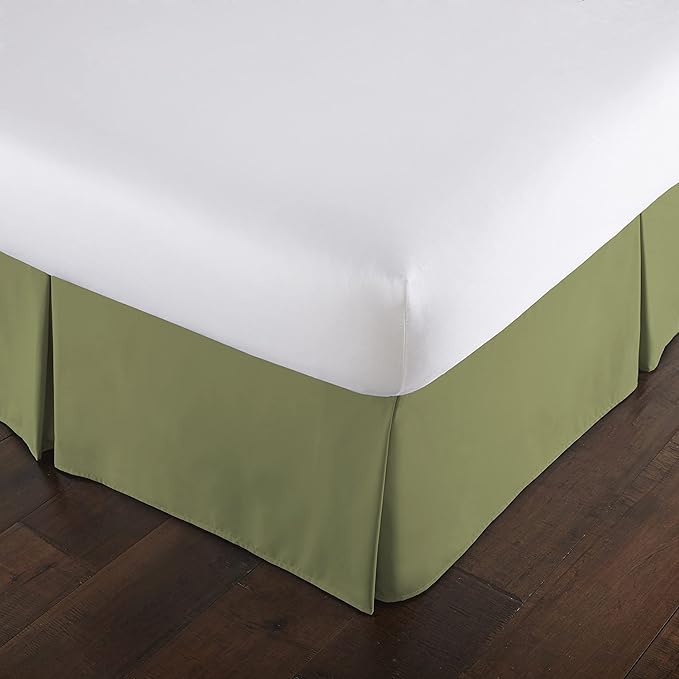 Southshore Fine Living, Inc. Queen Bed Skirt 14 Inch Drop, Pleated Sage Green Bed Skirt, Microfiber Dust Ruffle Queen Size, Wrinkle Free, Hides Underbed Storage and Box Springs, Oeko-Tex, Sage Green